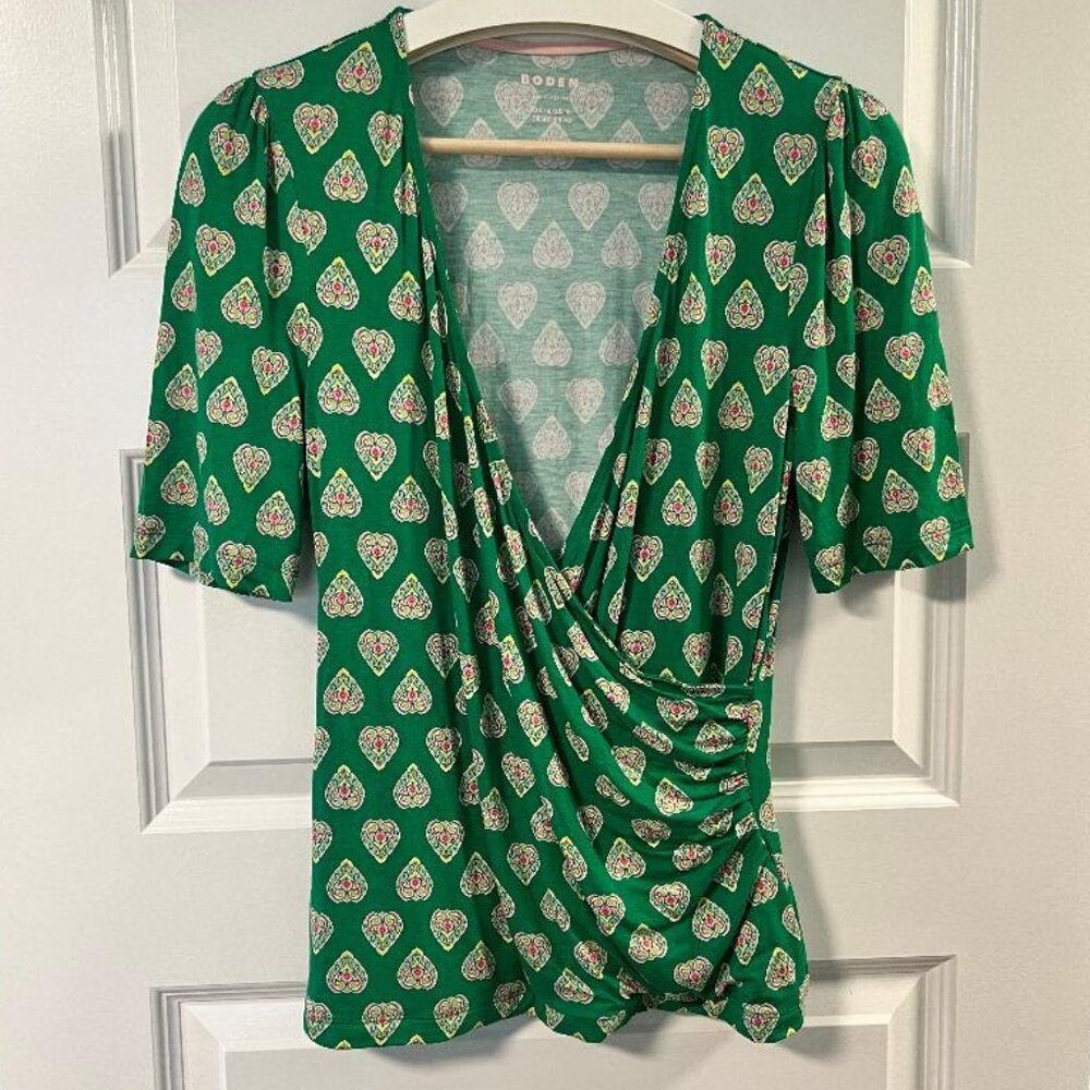 Boden Faux Wrap Top with Short Sleeves